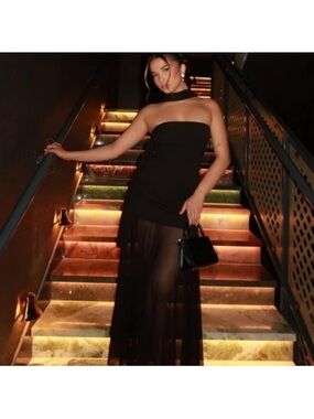 Zara Strapless Maxi Dress with Choker Neckline